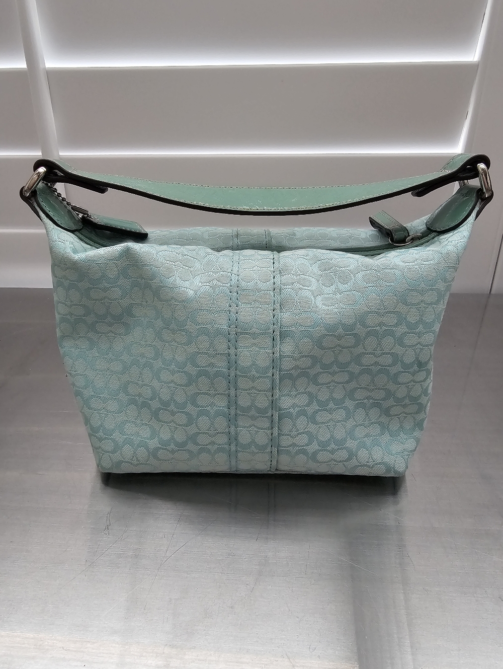 Coach Mint Green Jacquard Mini Purse - Picture 3 of 10